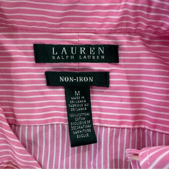 Ralph Lauren Lauren Pink Striped Non-Iron Button Down Shirt Women’s M - Picture 4 of 9